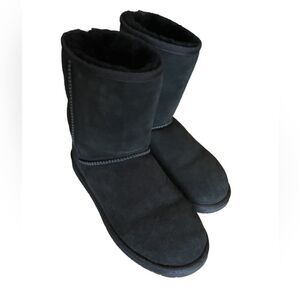 206 Collective Black Suede Leather Fur Lined Winter Boots (Size: 7)